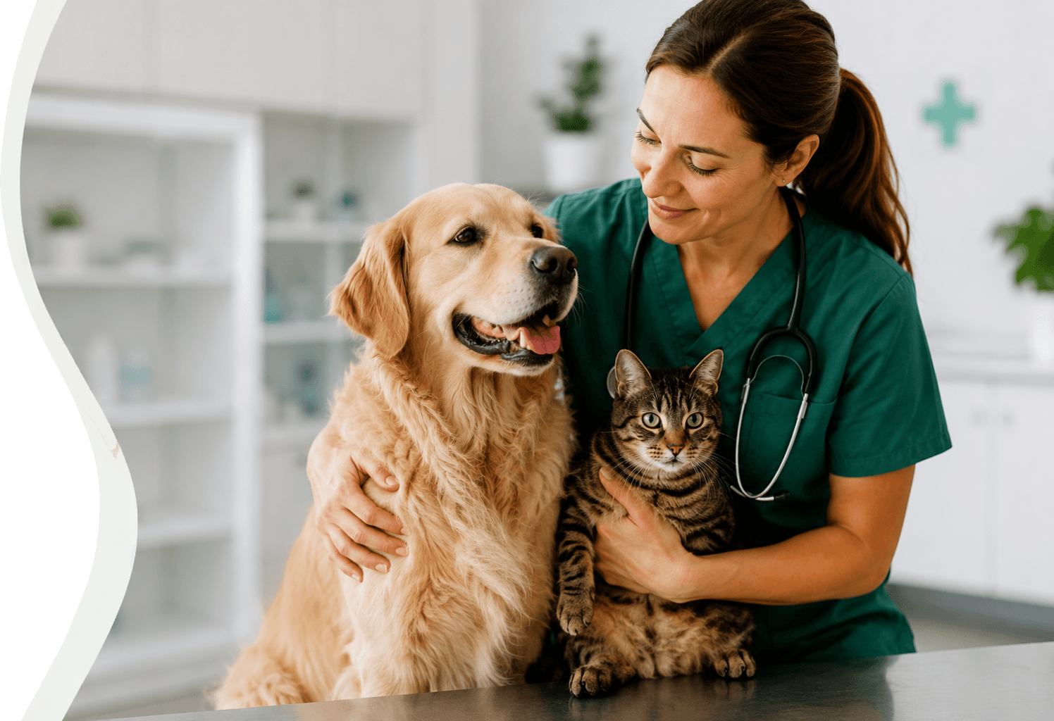 Veterinárka so psom a mačkou